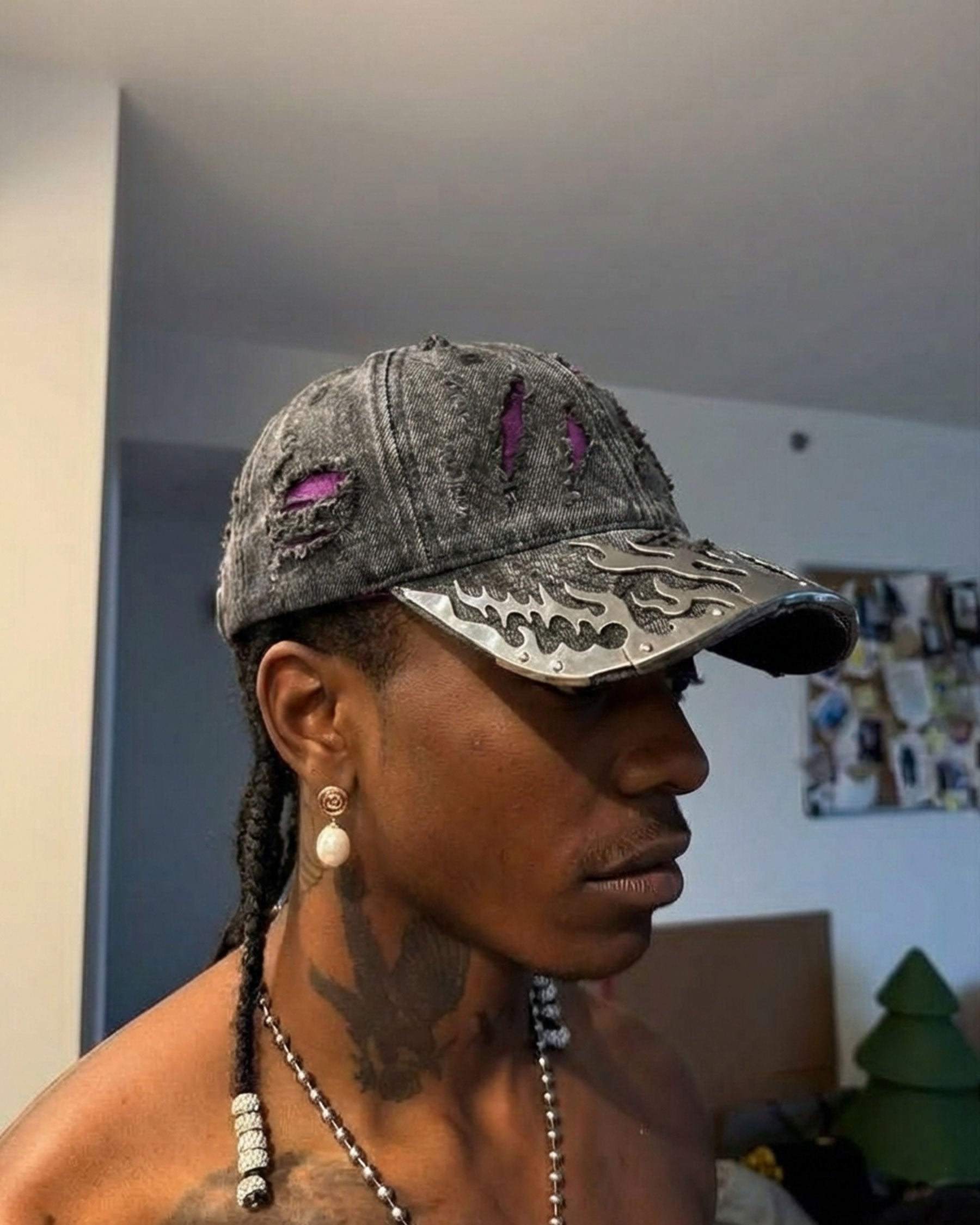 GRYFT-Wasteland Flame-Metal Distressed Denim Cap