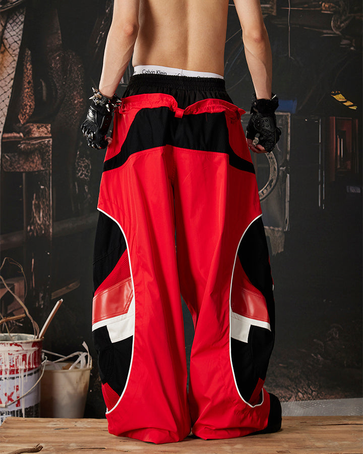 Street Colorblock Panel Loose Fit Wide Leg Pants
