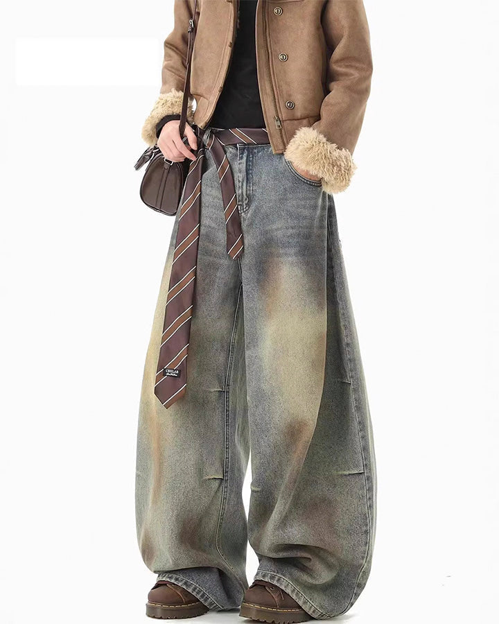 Tie Detail Wide Leg Denim Pants