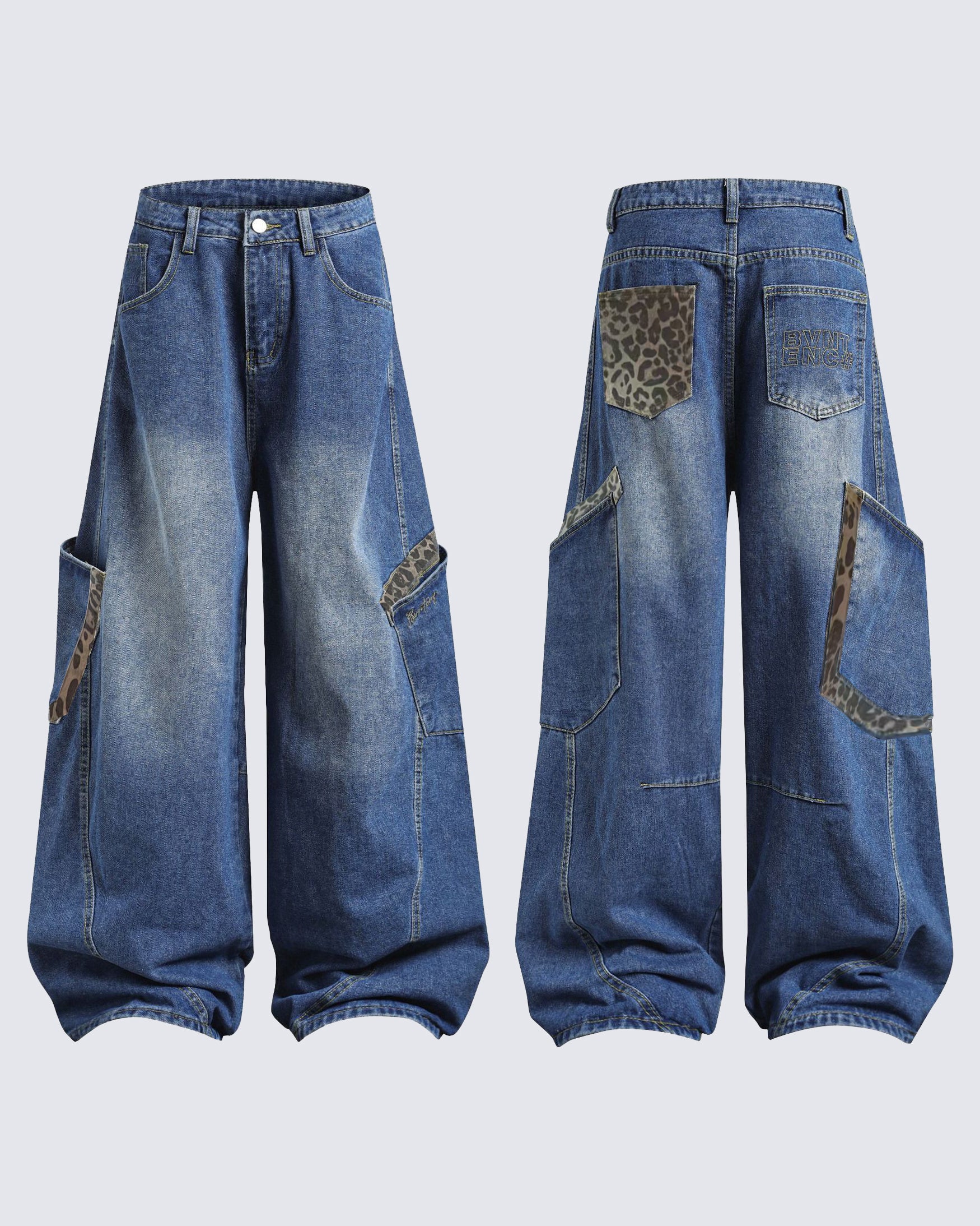 Oversized Denim Cargo Pants