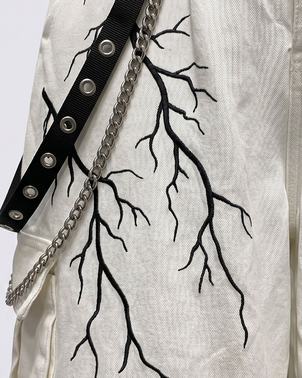 LIGHTNING Series | Gothic Chain Strap Utility Shorts