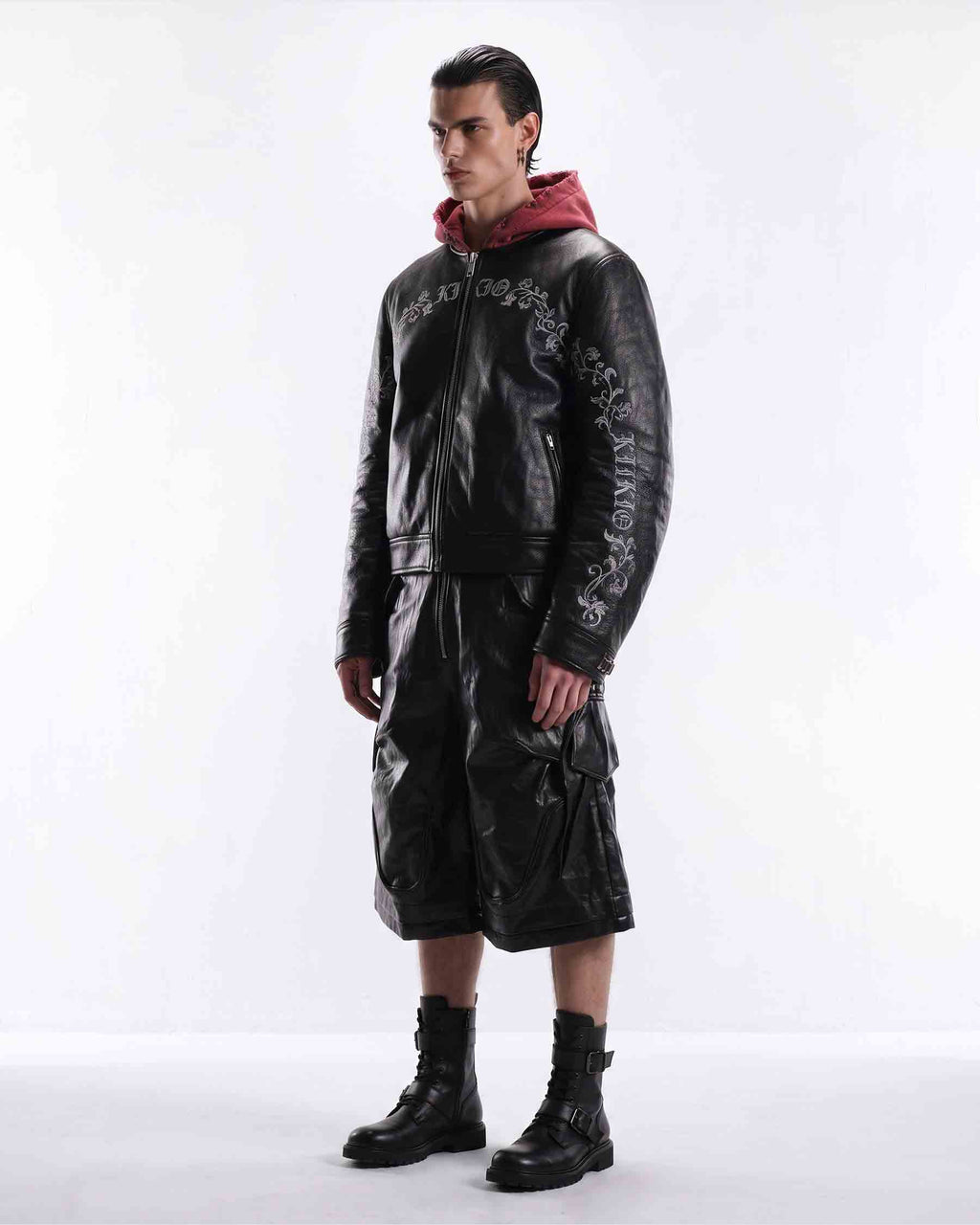 GRYFT RED RUST Series | Vintage Leather Hooded Bomber Jacket