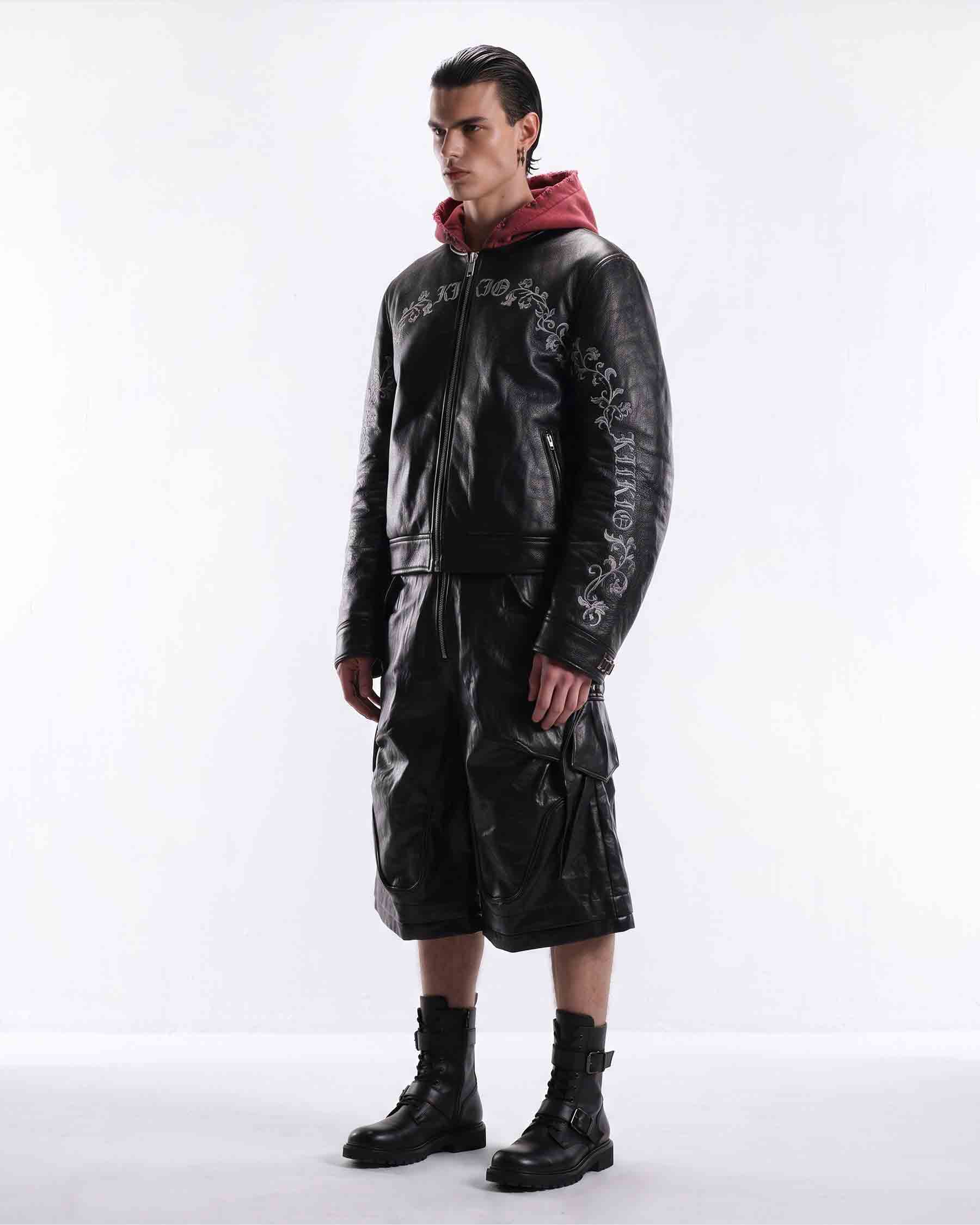 GRYFT RED RUST Series | Vintage Leather Hooded Bomber Jacket