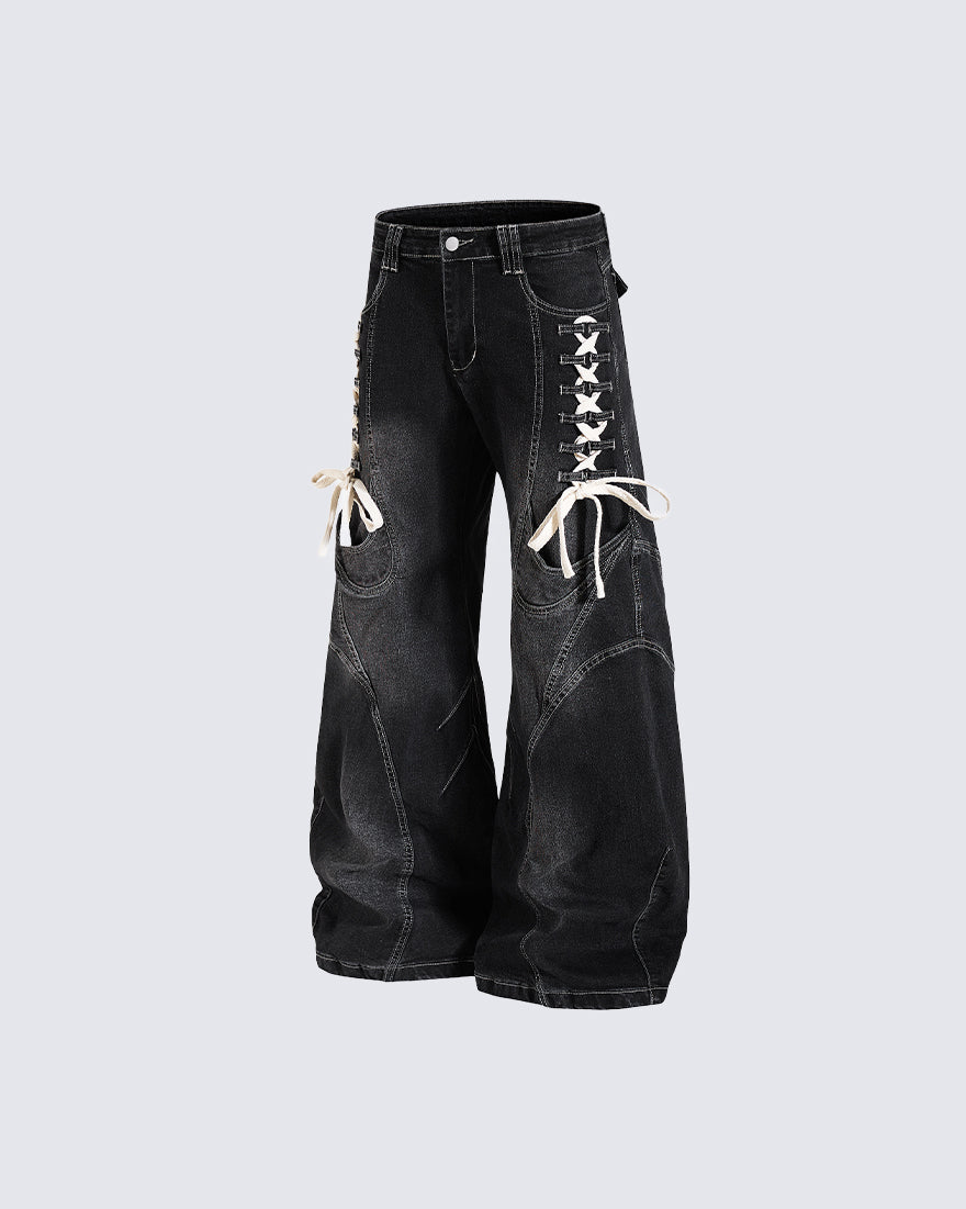 GRYFT Y2K Washed Lace-Up Jeans