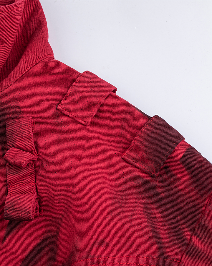 Graffiti Print Oversized Red Jacket