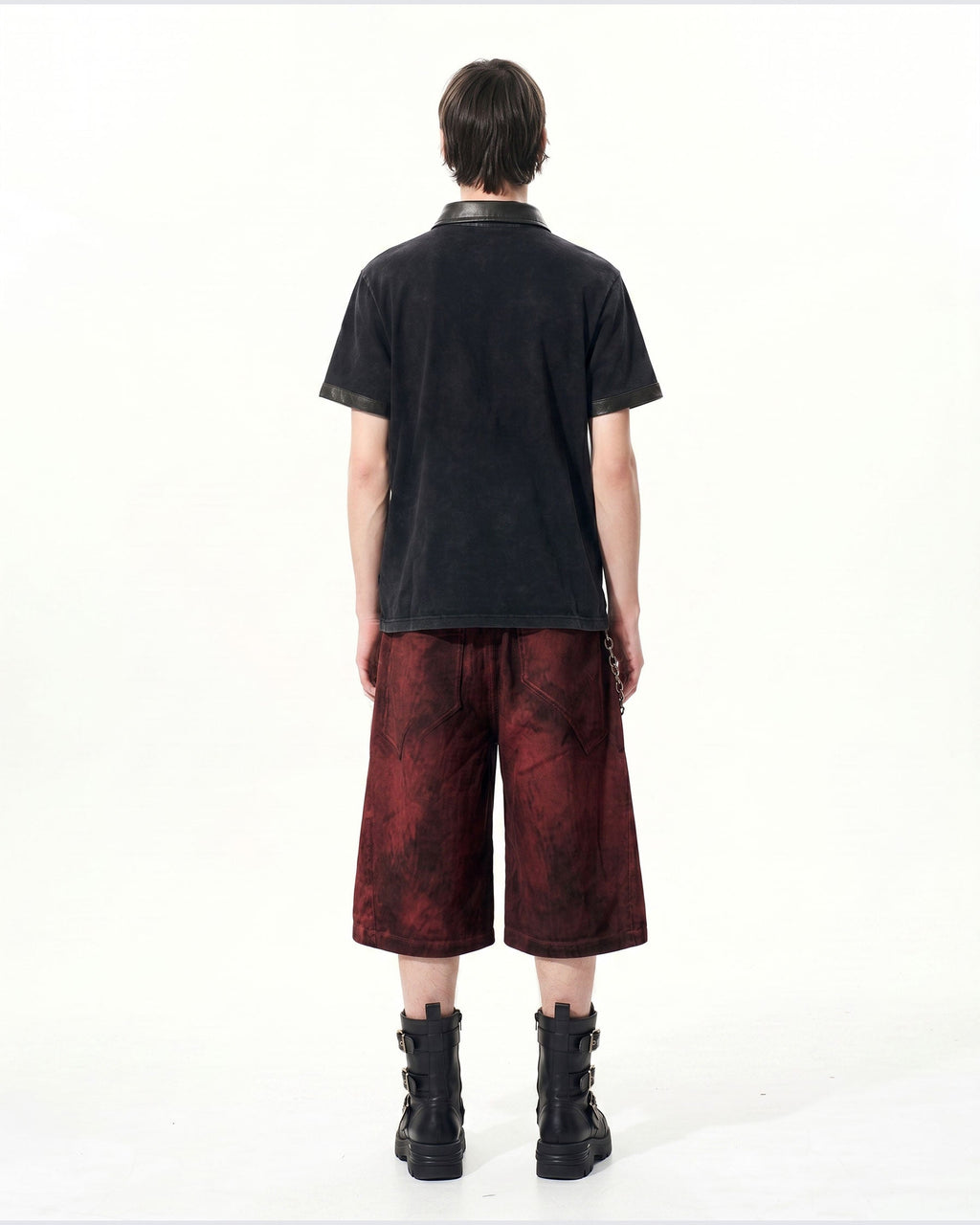 GRYFT -New Vintage Washed Letter Print Polo Shirt