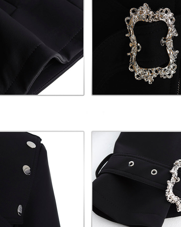Gothic Buckle Strap Cropped Jacket