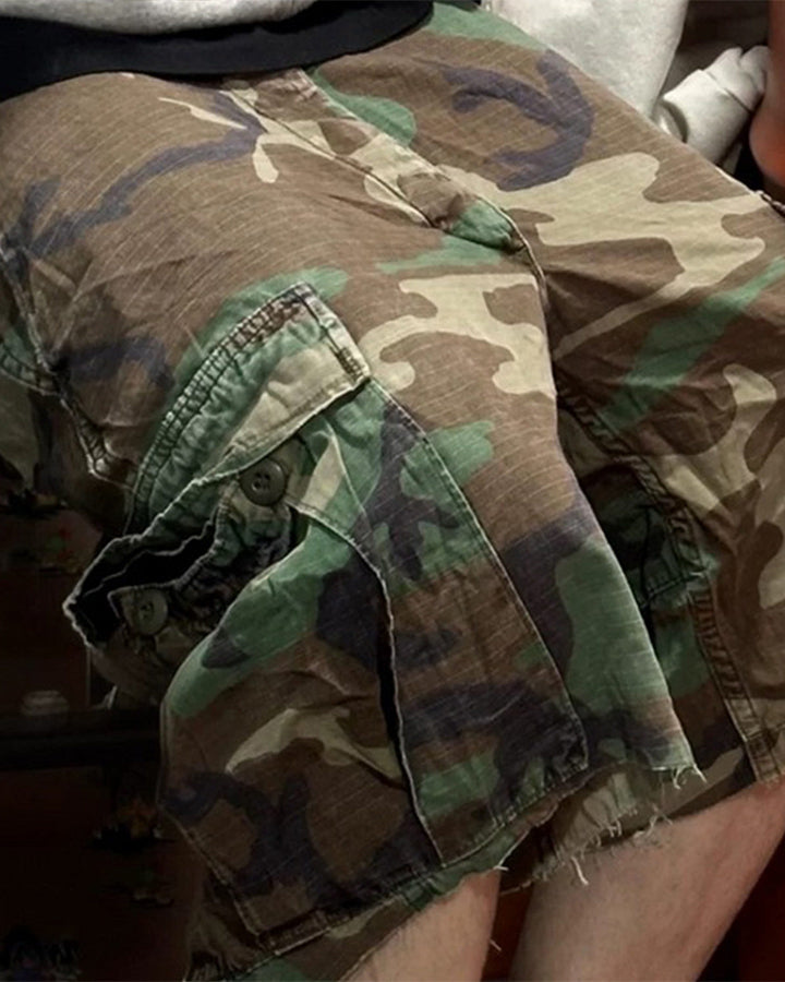 GRYFT Utility Camo Cargo Pocket Wide Knee Shorts