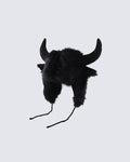 Black Horn Faux Fur Trapper Hat