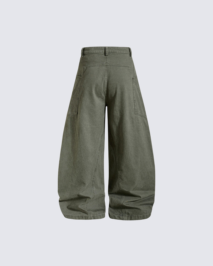 GRYFT Utility Washed Baggy Curved Leg Pants