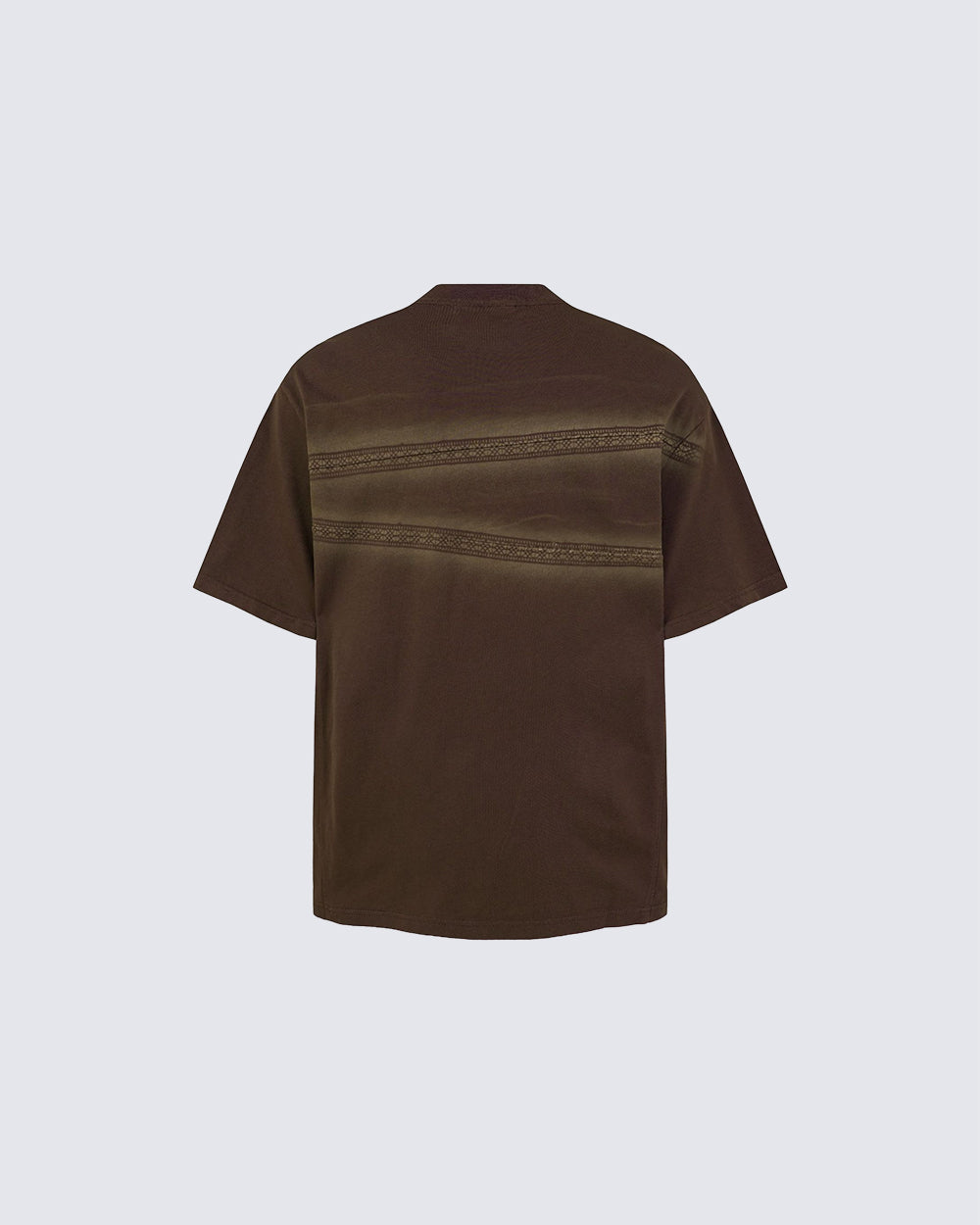 New Dark Gothic Lace Stripe Washed Boxy Tee