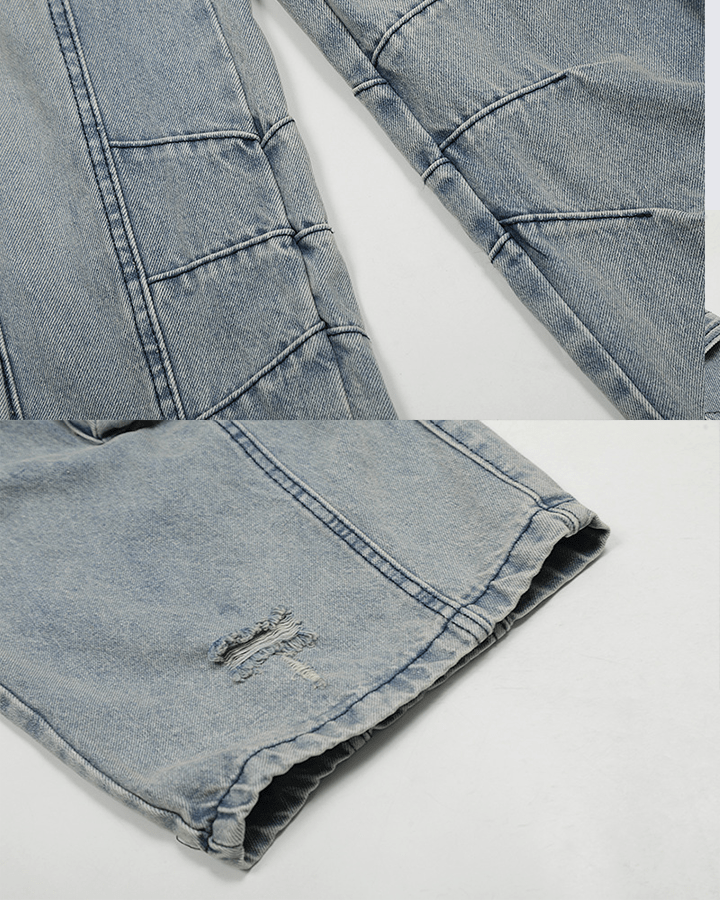 Ripped Denim Cargo Pants – Street Style