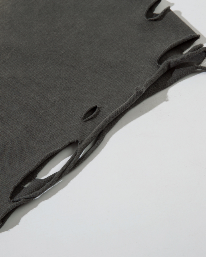 American-Style Distressed Washed Thorn Print Short-Sleeved T-Shirt