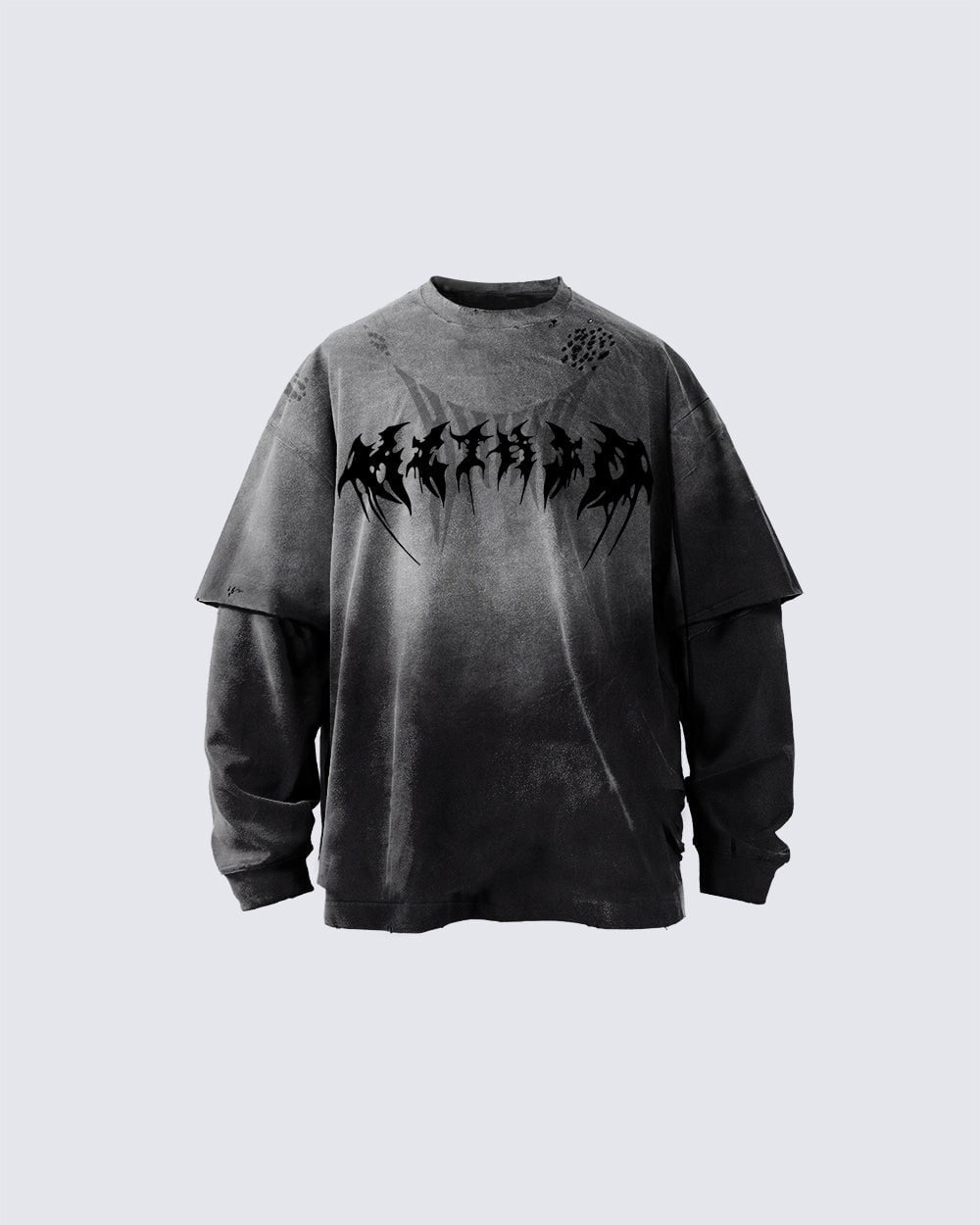 GRYFT Gothic Logo Distressed Oversized T-Shirt