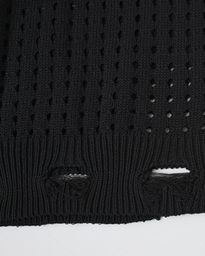 GRYFT Distressed Star Open-Knit Sweater Vest