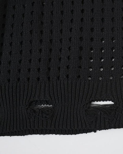 GRYFT Distressed Star Open-Knit Sweater Vest