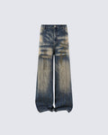 New Vintage Y2K Washed Cross Star Rhinestone Jeans