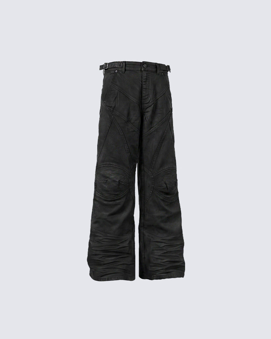 GRYFT Vintage Biker Paneled Wide-Leg Jeans