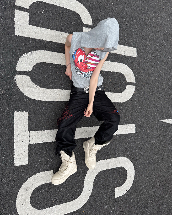 GRYFT Gothic Embroidered Jeans