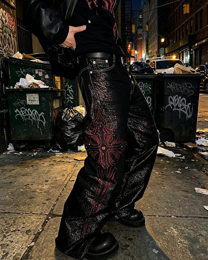 GRYFT Gothic Embroidered Jeans