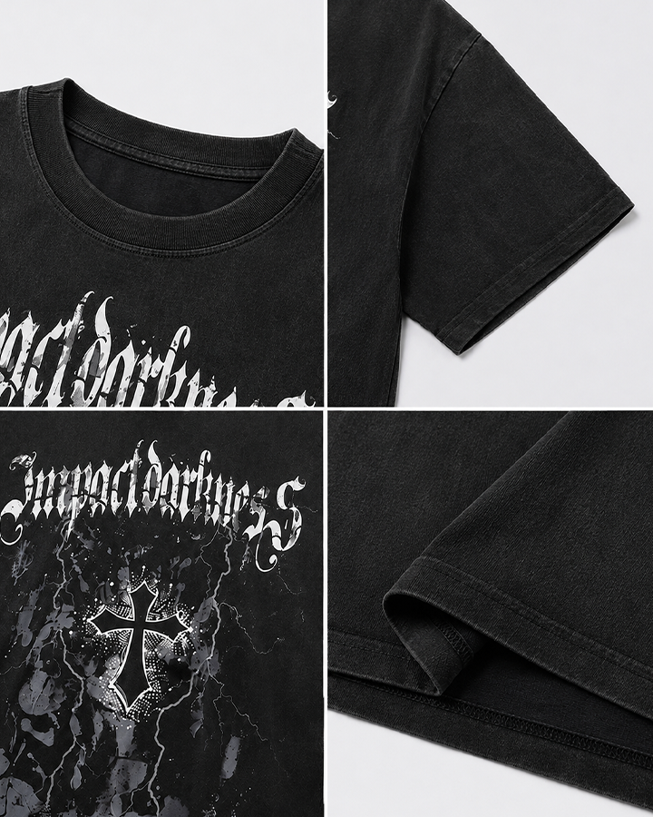 GRYFT Gothic Cross Graphic Oversized T-Shirt