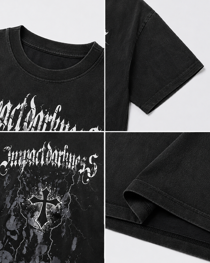GRYFT Gothic Cross Graphic Oversized T-Shirt
