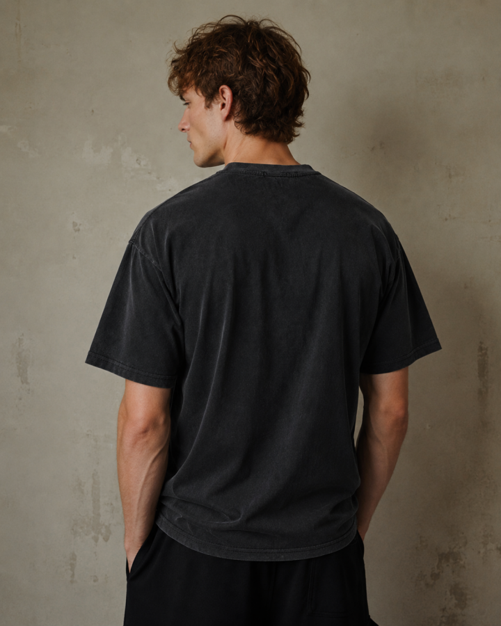 Distressed Black Graphic Print T-shirt