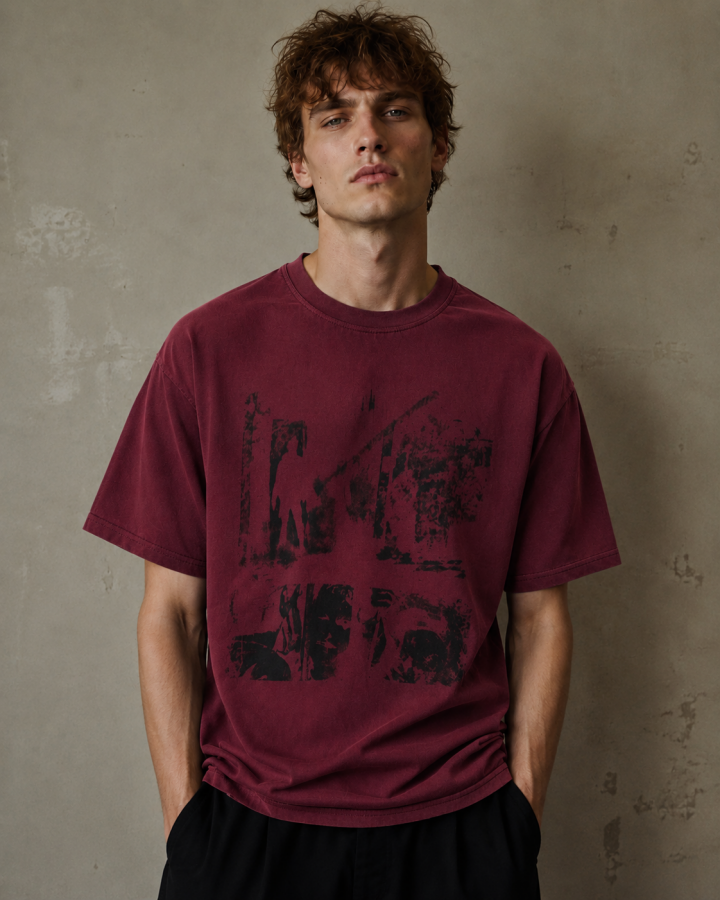 Distressed Black Graphic Print T-shirt