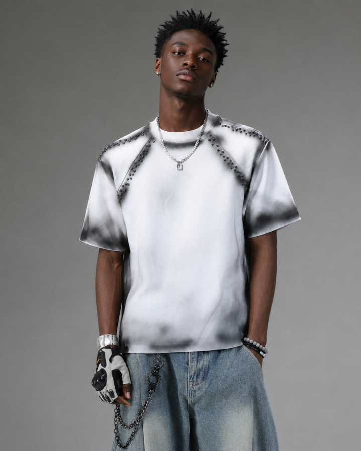 Washed Studded Short Sleeve T-Shirt