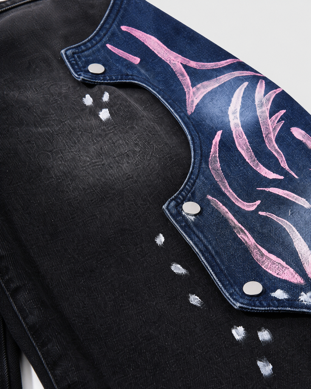 Street-Style Hand-Painted Graffiti Color-Blocked Jeans