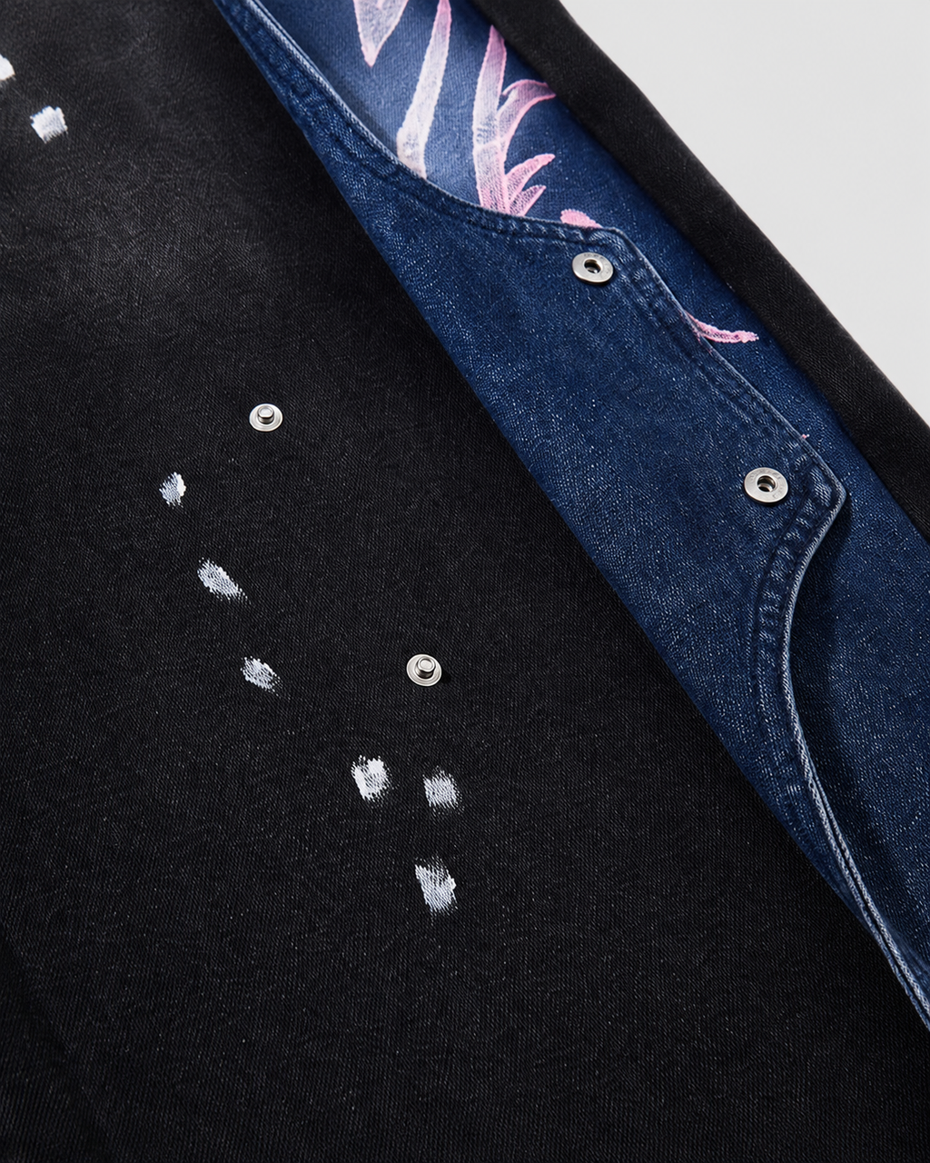 Street-Style Hand-Painted Graffiti Color-Blocked Jeans
