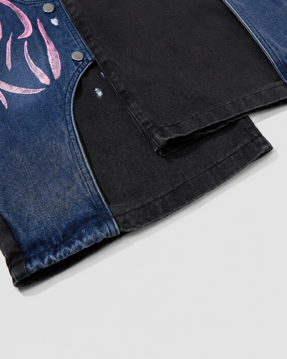 Street-Style Hand-Painted Graffiti Color-Blocked Jeans