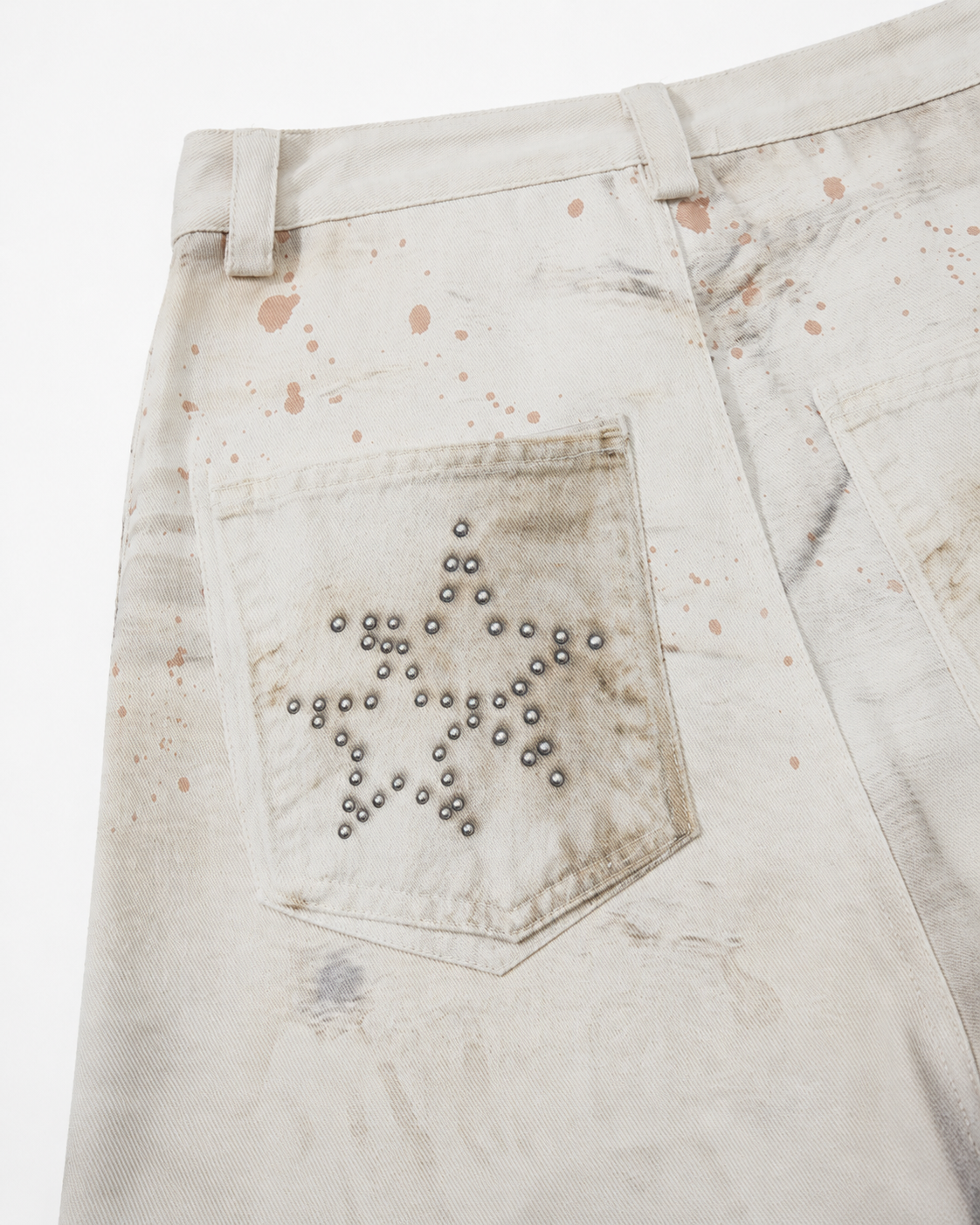 Vintage Studded Embroidered Wide-Leg Jeans