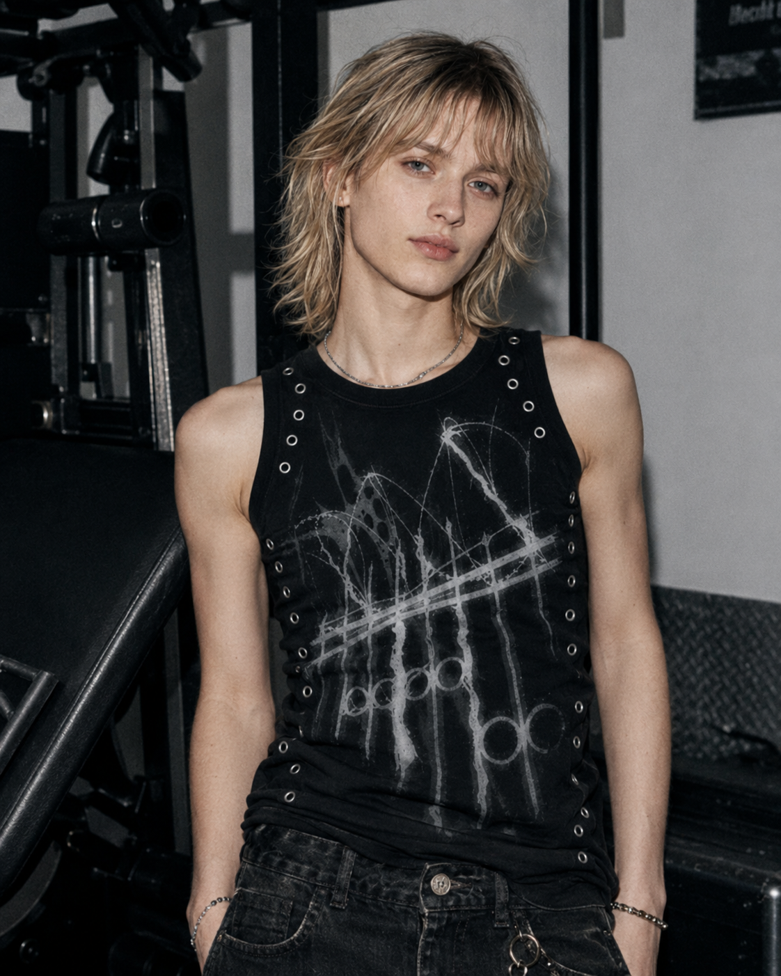 American Gothic Rivet Slim Fit Tank Top