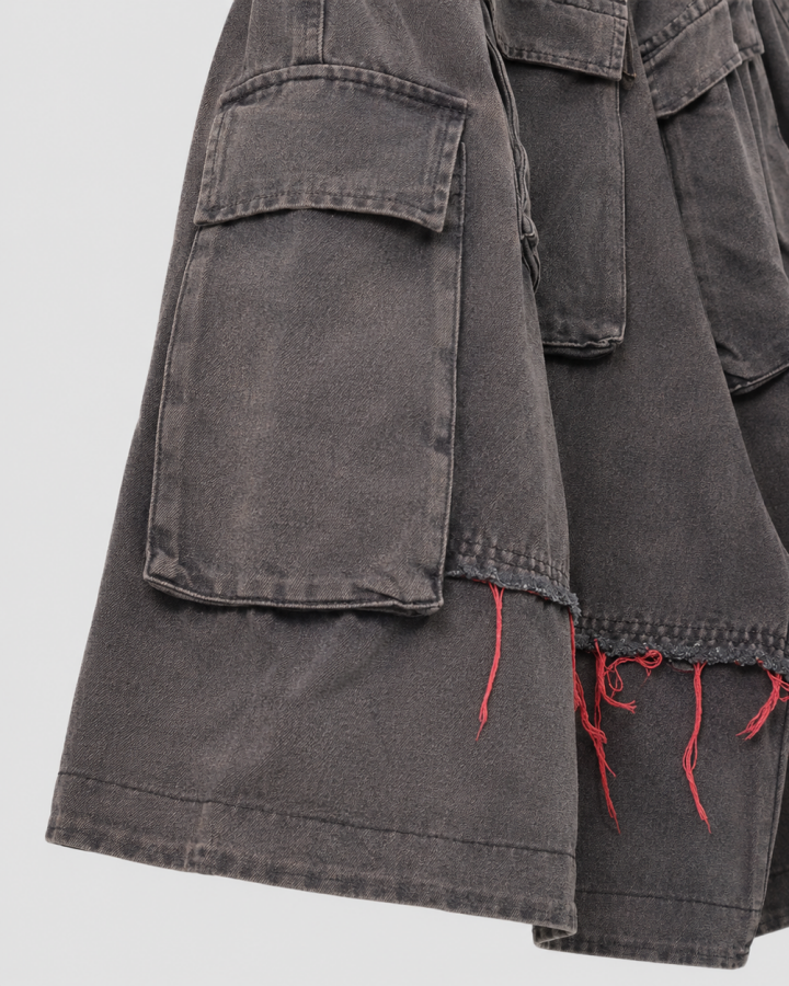 American-Style Patchwork Ripped Jeans With Frayed Edges