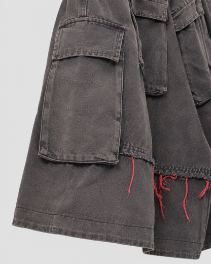 American-Style Patchwork Ripped Jeans With Frayed Edges