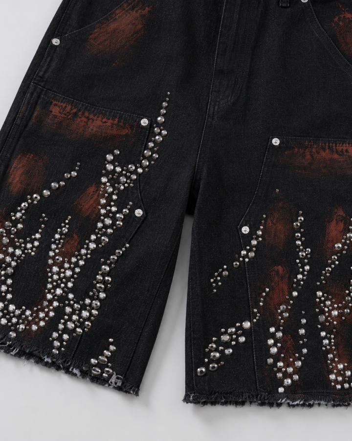 American Retro Short Hellstar Denim Straight Leg Shorts