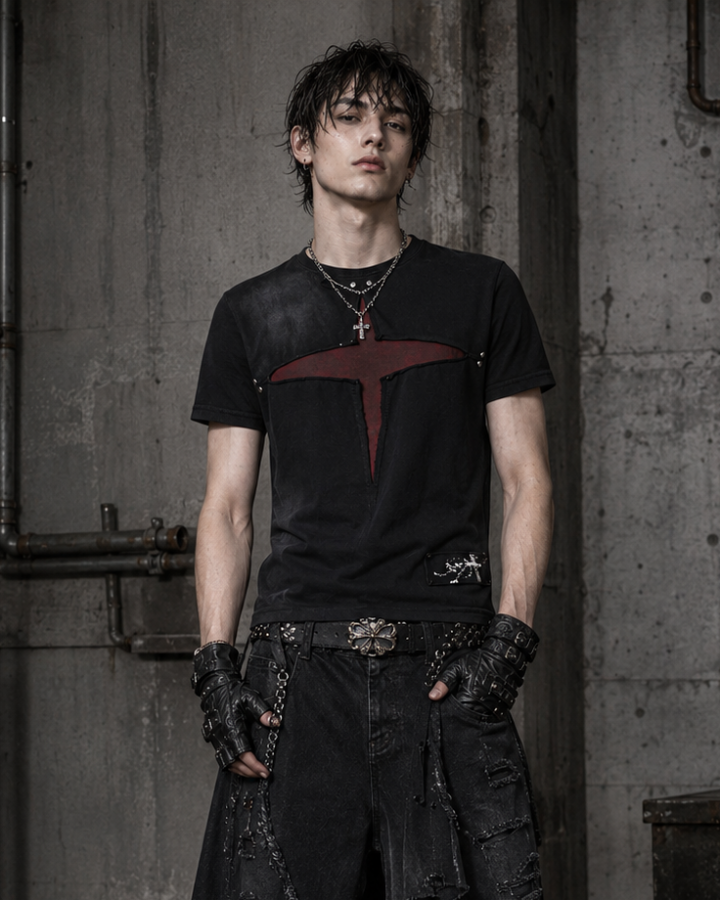 Cross Cutout Graphic T-Shirt