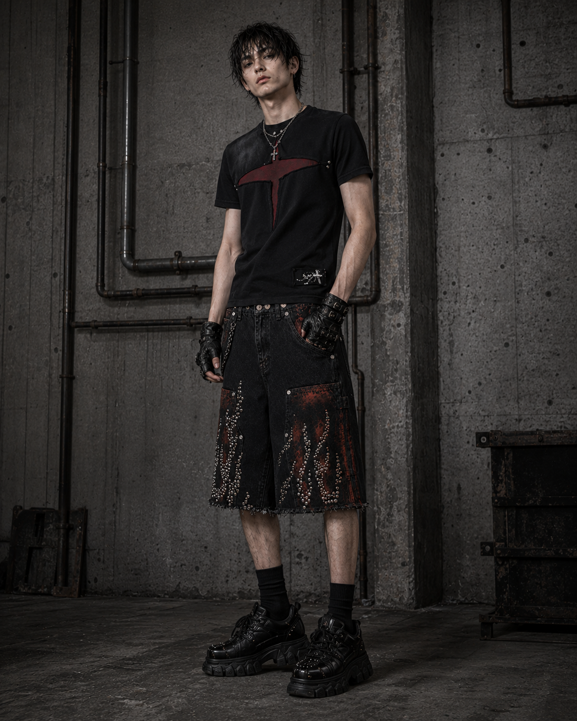 American Retro Short Hellstar Denim Straight Leg Shorts