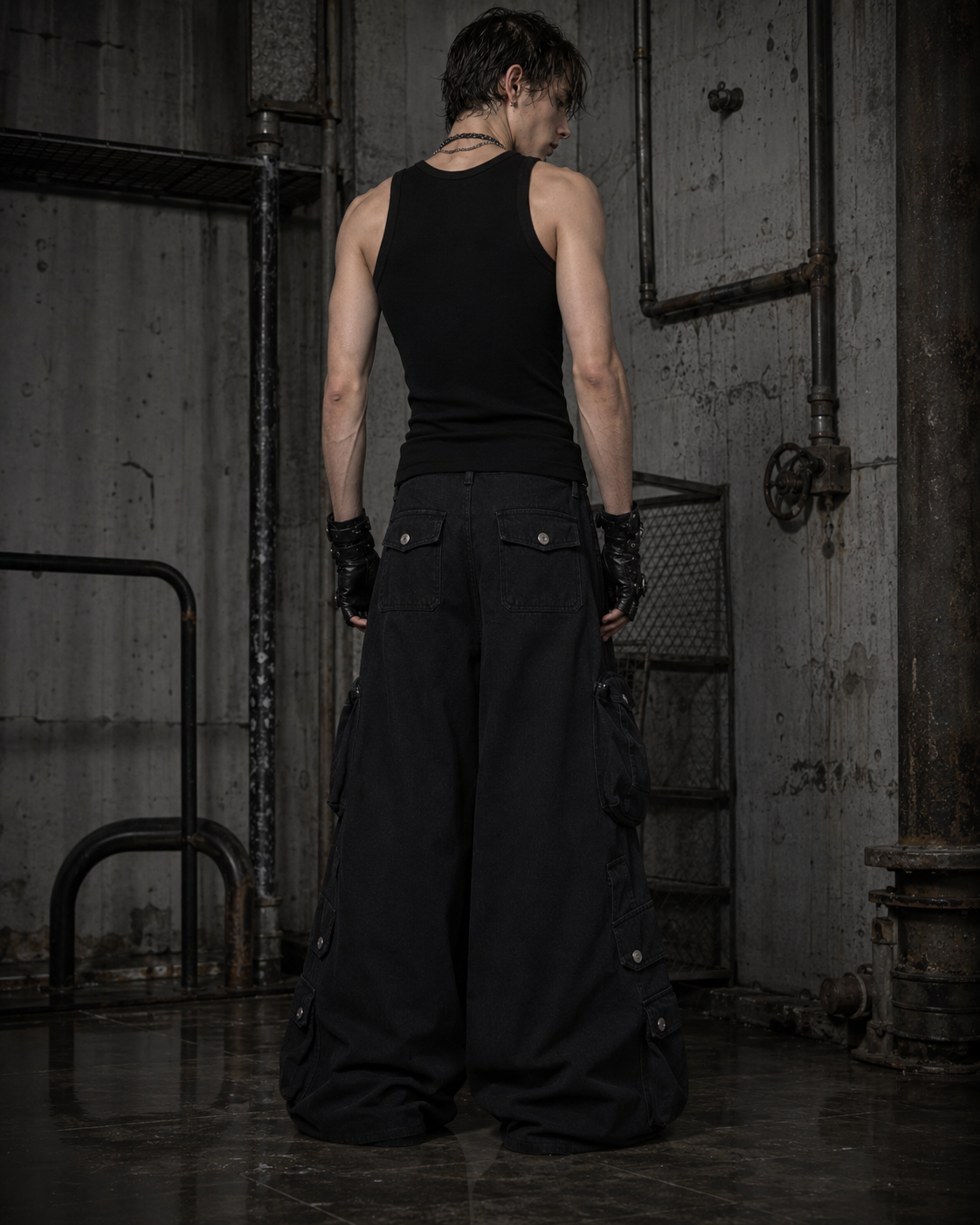 GRYFT Utility Zipper Cargo Wide-Leg Pants