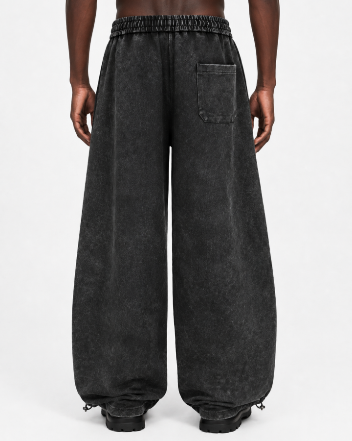 GRYFT Gothic Washed Cross Wide-Leg Sweatpants