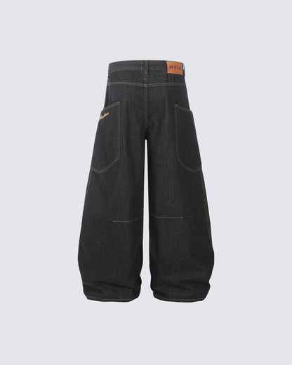 Curved Seam Denim Pants