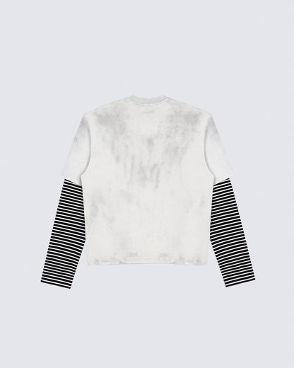 GRYFTWORLD | Washed Vintage Layered Stripe Sleeve Graphic Tee
