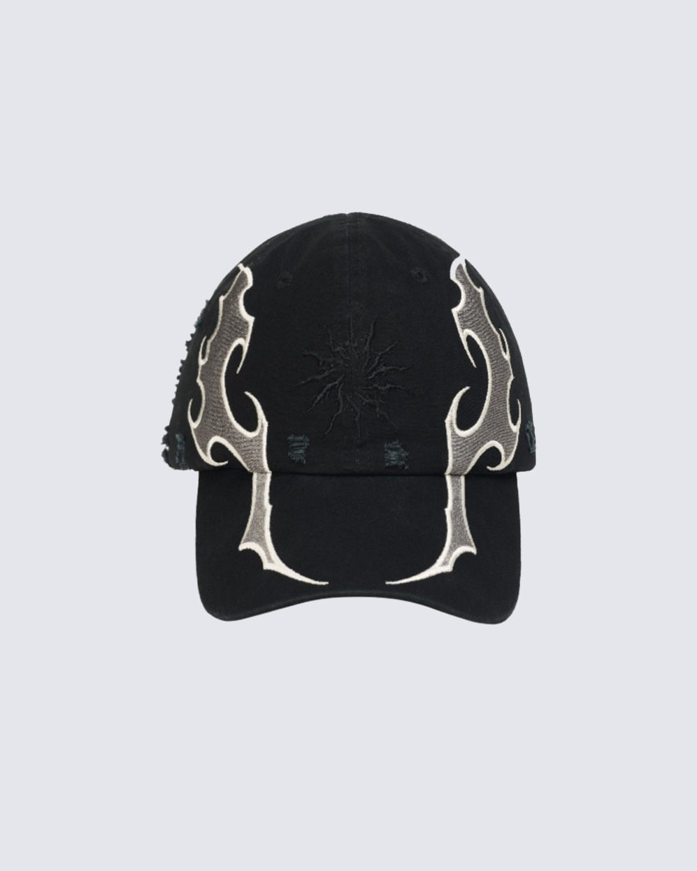 GRYFT Black Baseball Cap with Flame Design and Sun Embroidery
