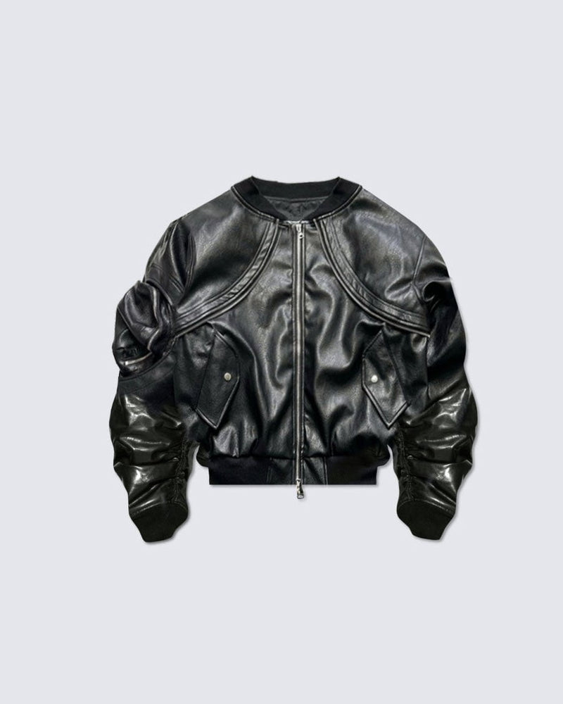 GRYFT Sleek Leather Flight Cotton Jacket