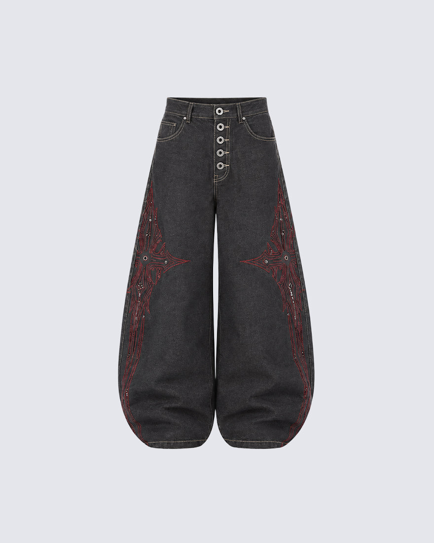 GRYFT Gothic Embroidered Jeans