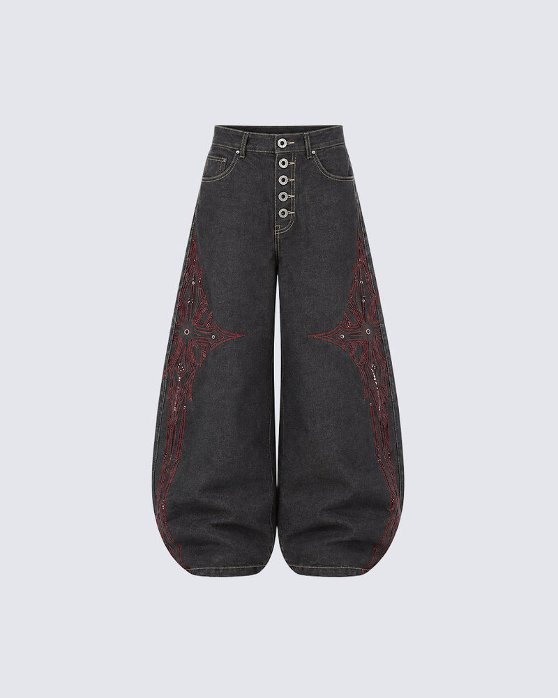 GRYFT Gothic Embroidered Jeans