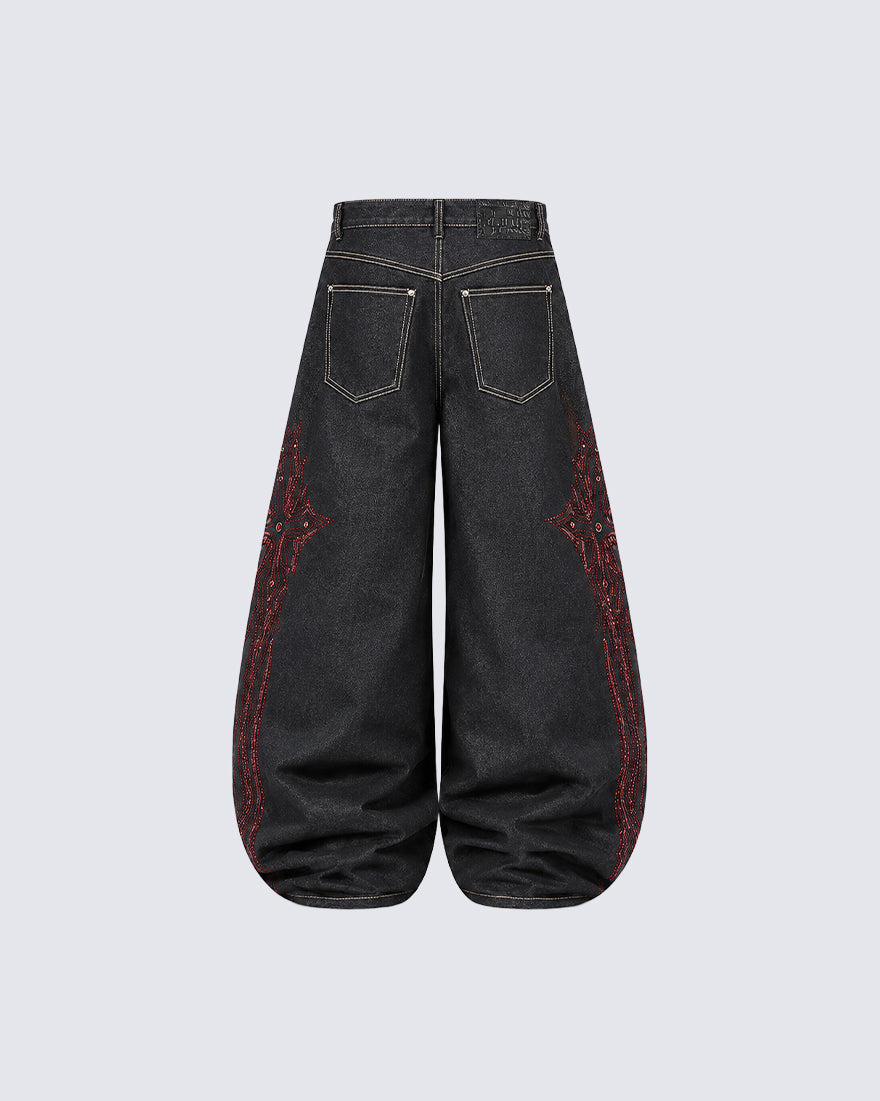 GRYFT Gothic Embroidered Jeans