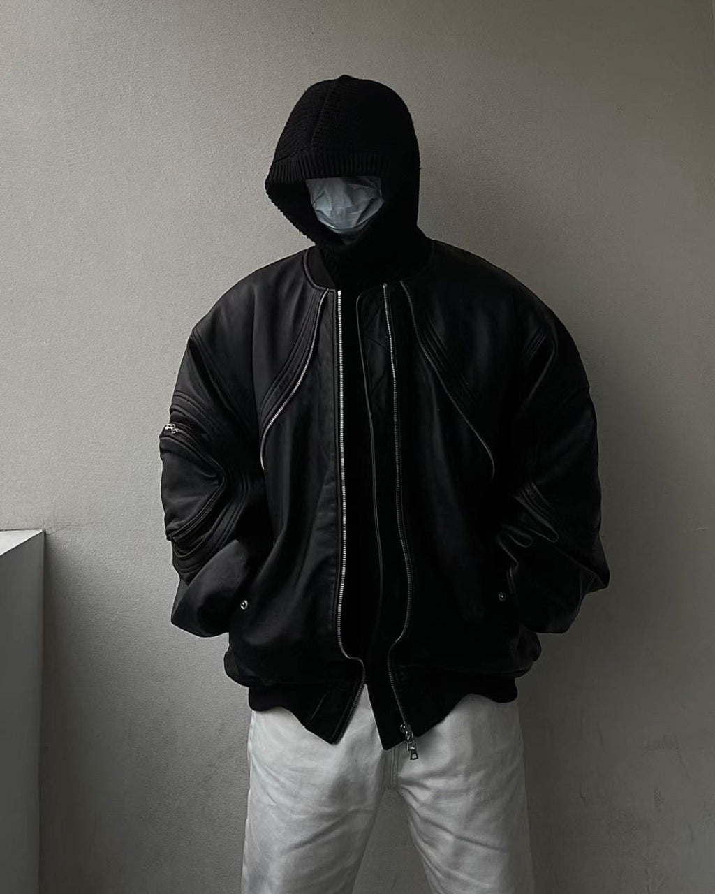 GRYFT Sleek Leather Flight Cotton Jacket