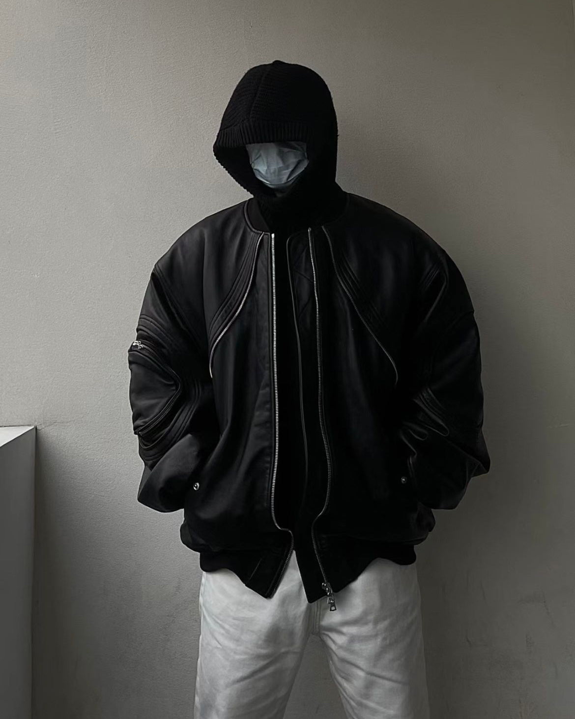 GRYFT Sleek Leather Flight Cotton Jacket